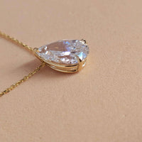 2 Ct Pear Cut Lab Grown Diamond Necklace: 14K Gold Solitaire Pendant, IGI Certified