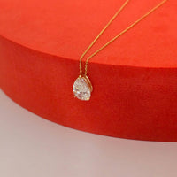 2 Ct Pear Cut Lab Grown Diamond Necklace: 14K Gold Solitaire Pendant, IGI Certified