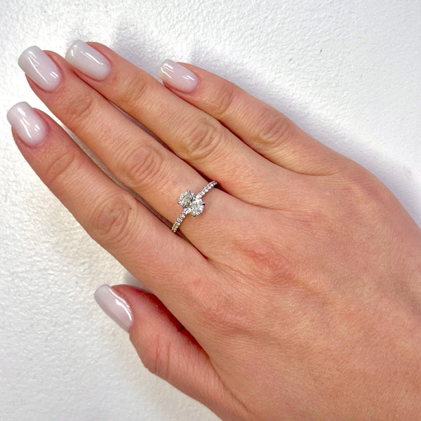 1 Carat Oval Engagement Ring, Diamond Ring Lab Grown F-VS1 Certified Engagement Ring, Unique 14K solid Gold, Trendy Style 14k Gold, White