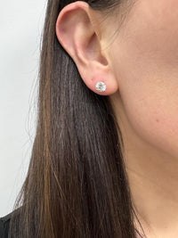 2 Carat Lab Grown Diamond E Color VS1 Clarity Round Ideal Cut Lab Diamond Stud Earrings 14k White Gold Basket Screw Back, Martini Earring