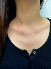 14k Gold Diamond Paperclip Necklace: Dainty Link Pendant