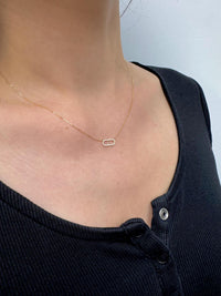 14k Gold Diamond Paperclip Necklace: Dainty Link Pendant