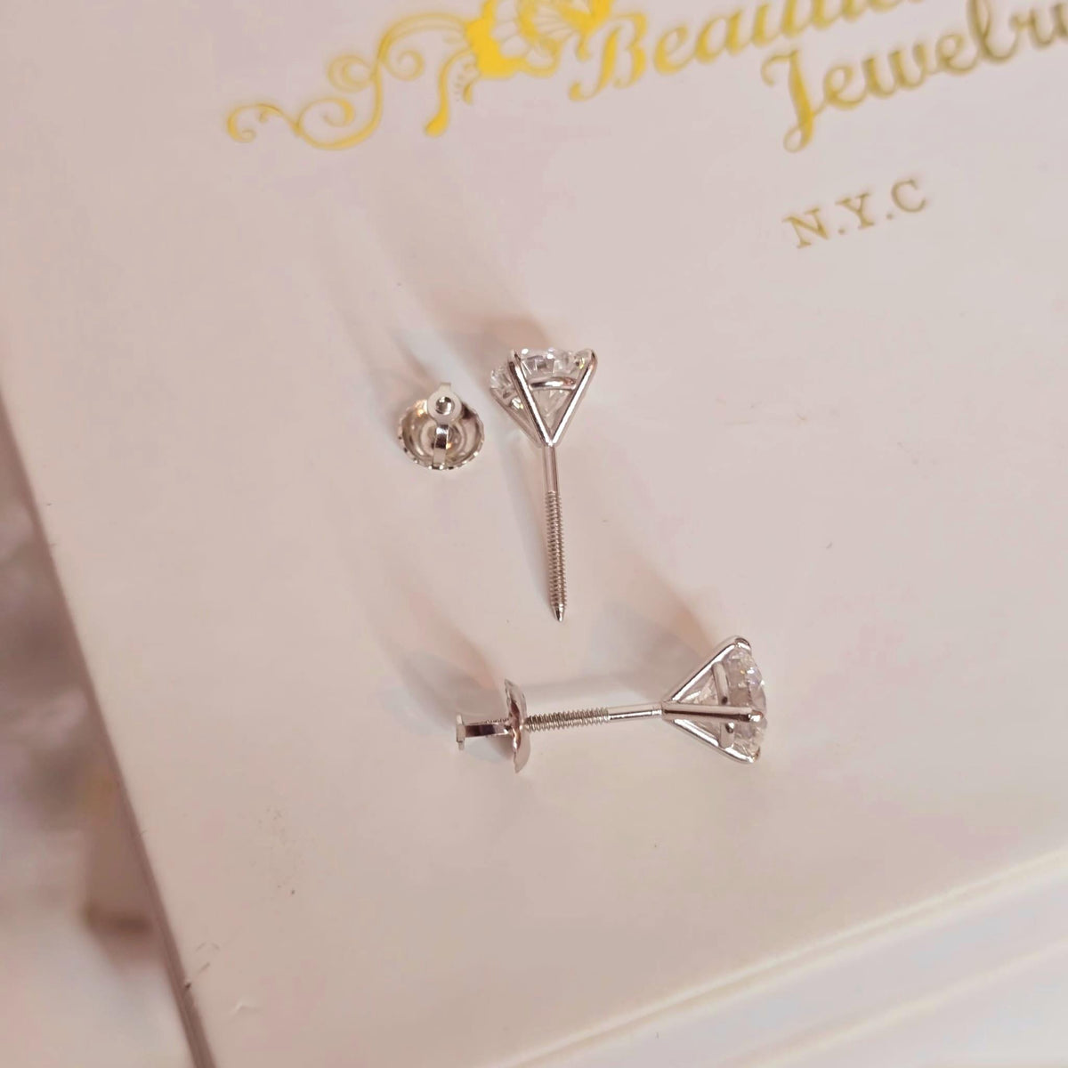 2 Carat Round Lab-Grown Diamond Stud Earrings — view 6