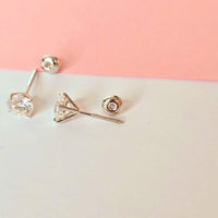 2 Carat Lab Grown Diamond E Color VS1 Clarity Round Ideal Cut Lab Diamond Stud Earrings 14k White Gold Basket Screw Back, Martini Earring