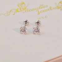 2 Carat Lab Grown Diamond E Color VS1 Clarity Round Ideal Cut Lab Diamond Stud Earrings 14k White Gold Basket Screw Back, Martini Earring