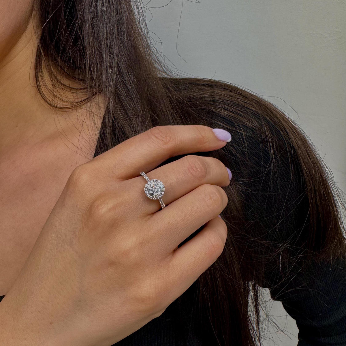 IGI Certified 1.35 Carat Lab Diamond Halo Engagement Ring: 14k Gold