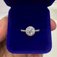 IGI Certified 1.35 Carat Lab Diamond Halo Engagement Ring: 14k Gold