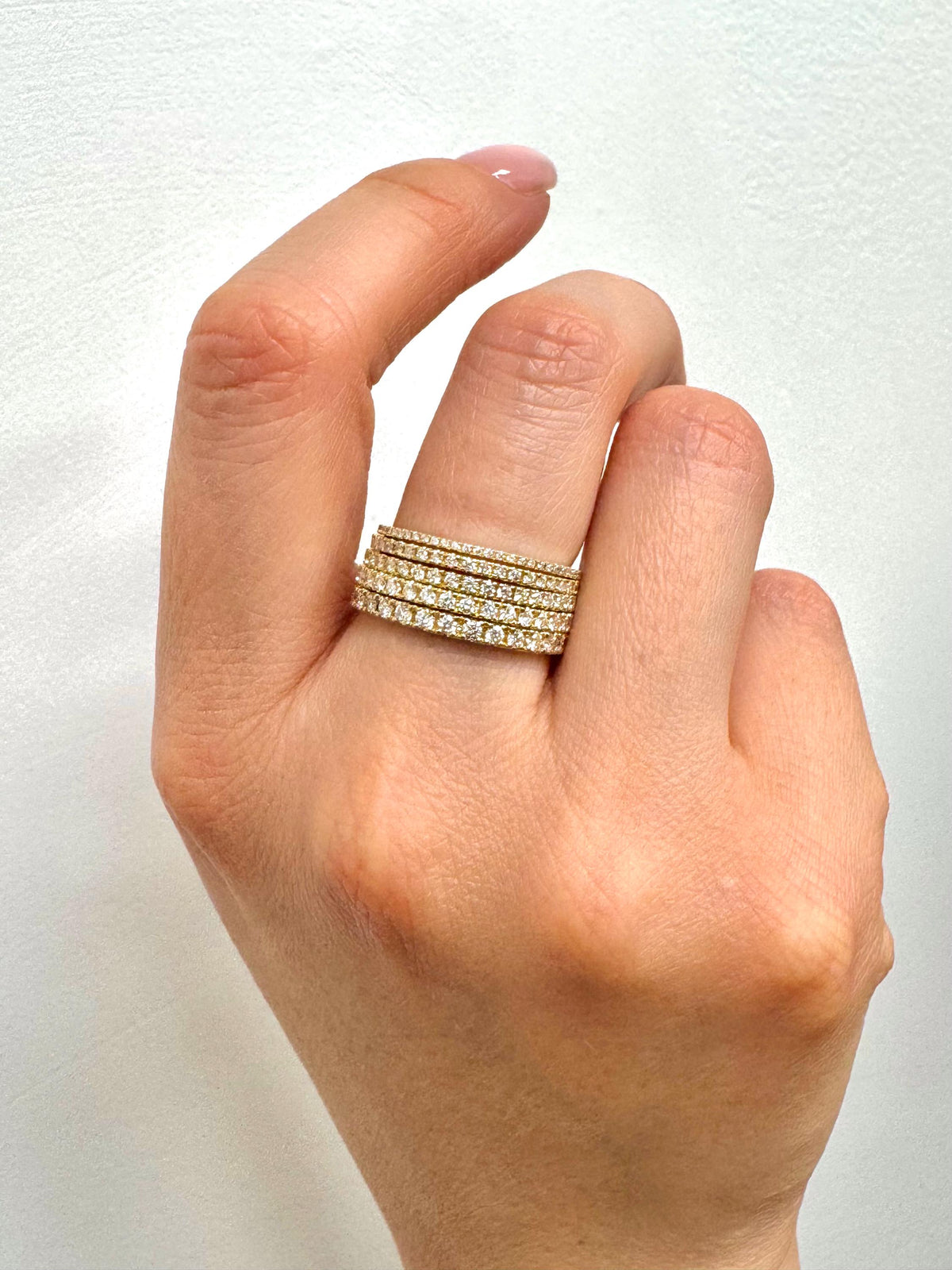 14k Gold Diamond Eternity Band: Micro Pave Stackable Ring
