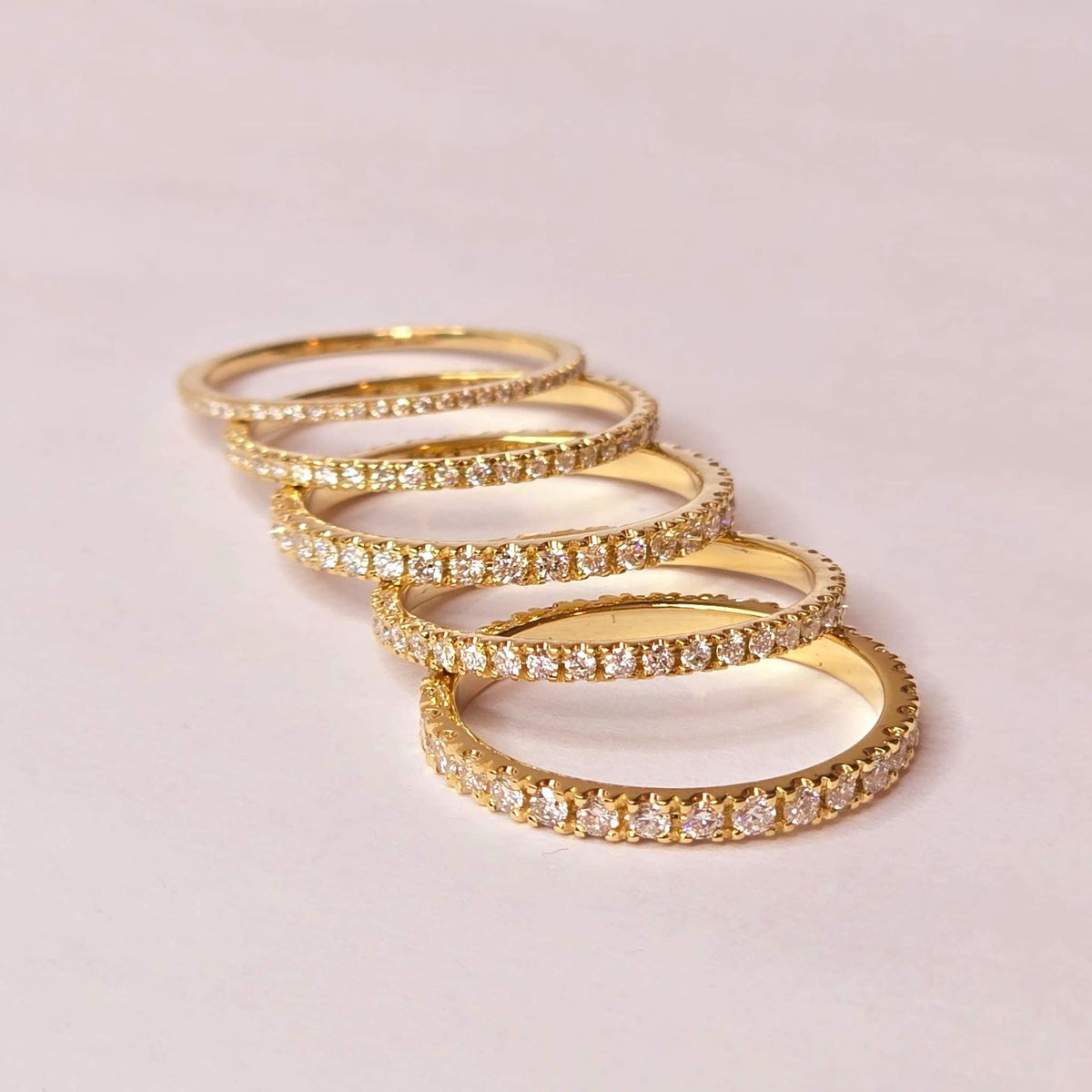 14k Gold Diamond Eternity Band: Micro Pave Stackable Ring