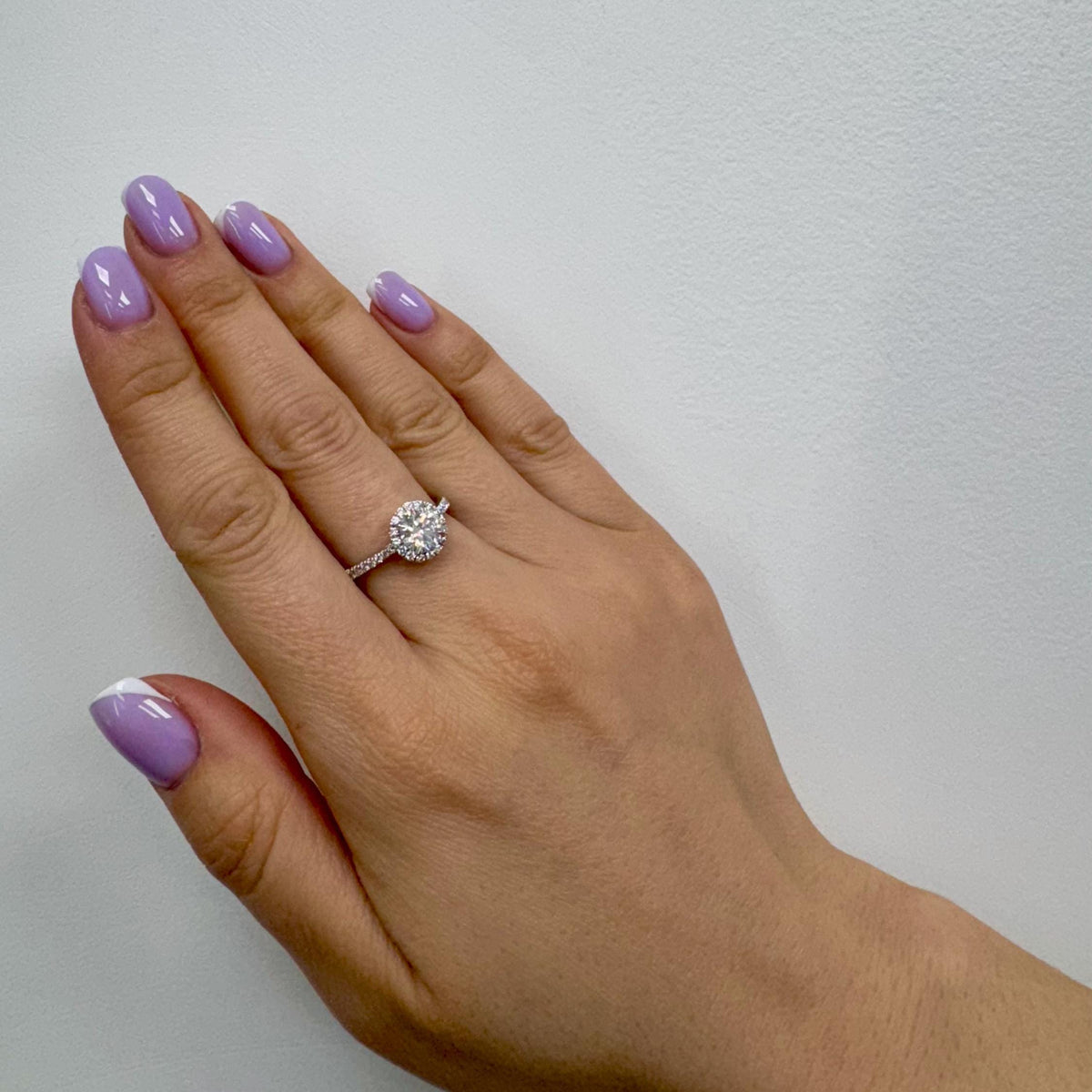 IGI Certified 1.35 Carat Lab Diamond Halo Engagement Ring: 14k Gold