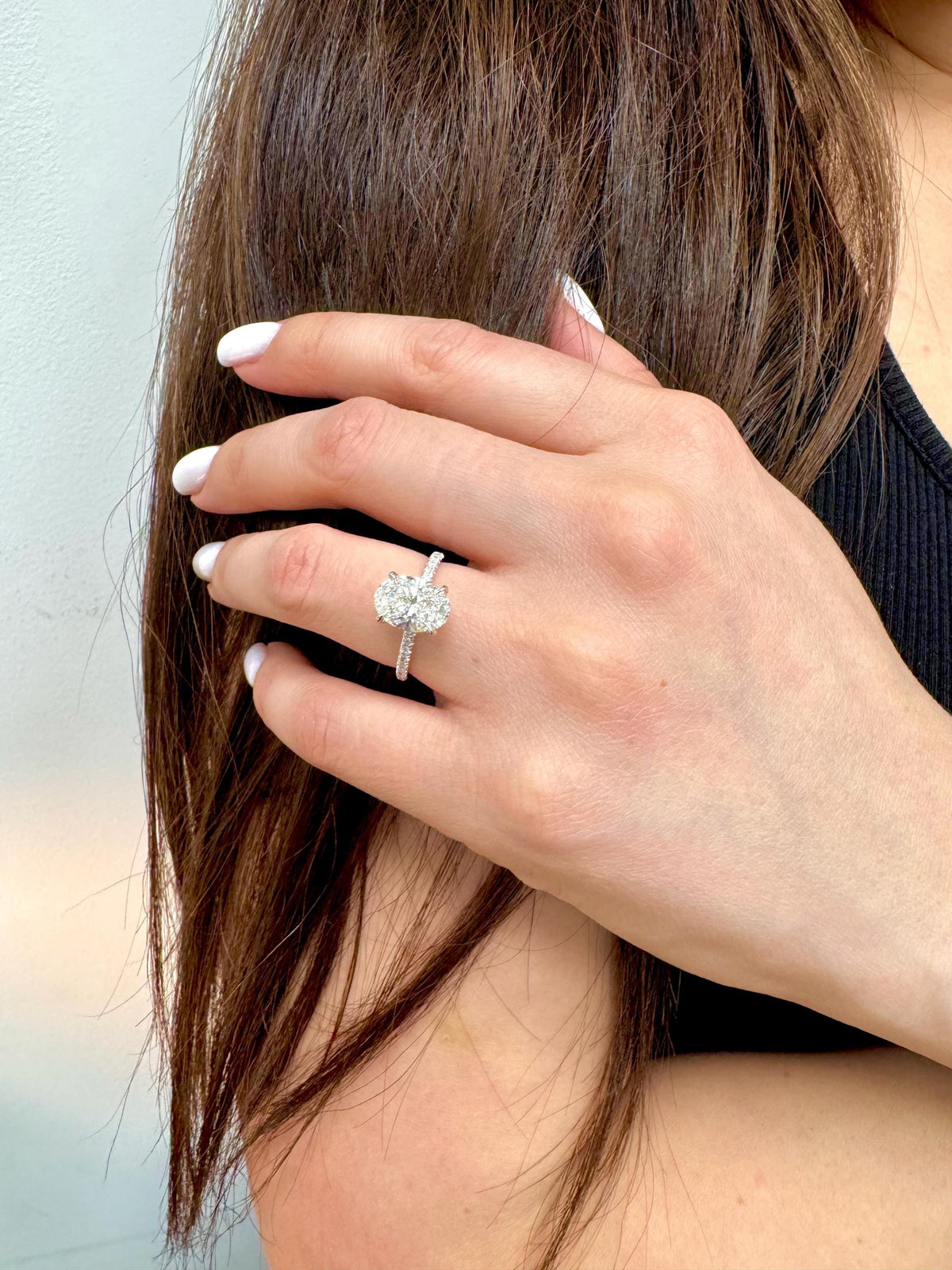 2 Carat Oval Lab-Grown Diamond Hidden Halo Ring — view 7