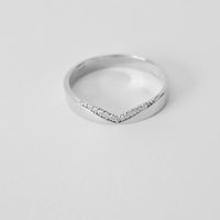 Diamond Chevron Wedding Band: 14K Gold V-Shape Stacking Ring