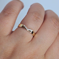 Diamond Chevron Wedding Band: 14K Gold V-Shape Stacking Ring
