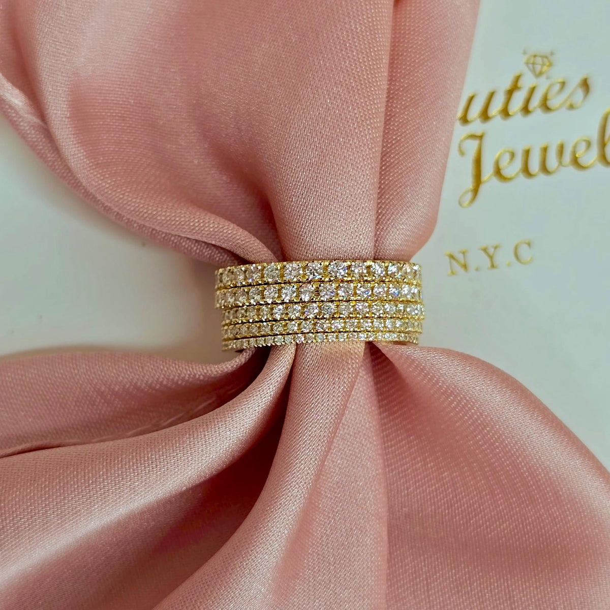 14k Gold Diamond Eternity Band: Micro Pave Stackable Ring