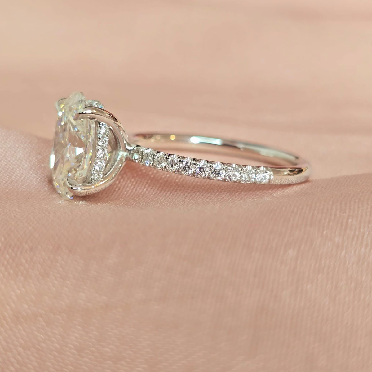 2 Carat Oval Lab-Grown Diamond Hidden Halo Ring — view 2