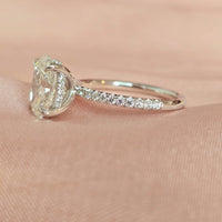 2 Carat Oval Lab Diamond Engagement Ring: 14K Gold Hidden Halo, IGI Certified