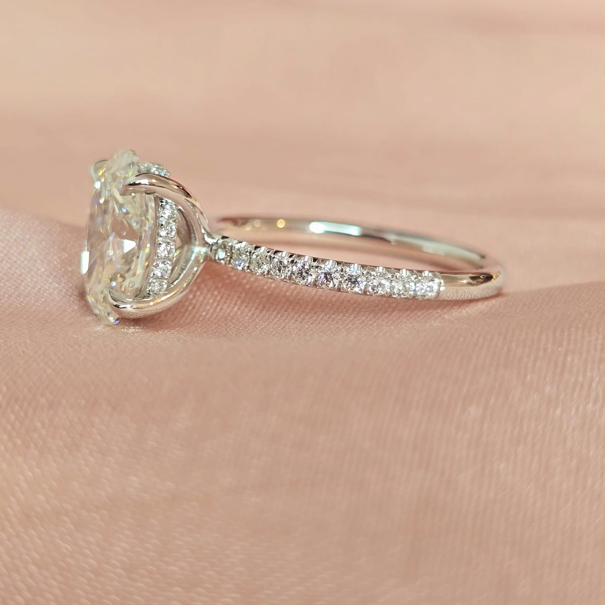 2 Carat Oval Lab-Grown Diamond Hidden Halo Ring — view 2