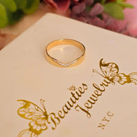 Diamond Chevron Wedding Band: 14K Gold V-Shape Stacking Ring