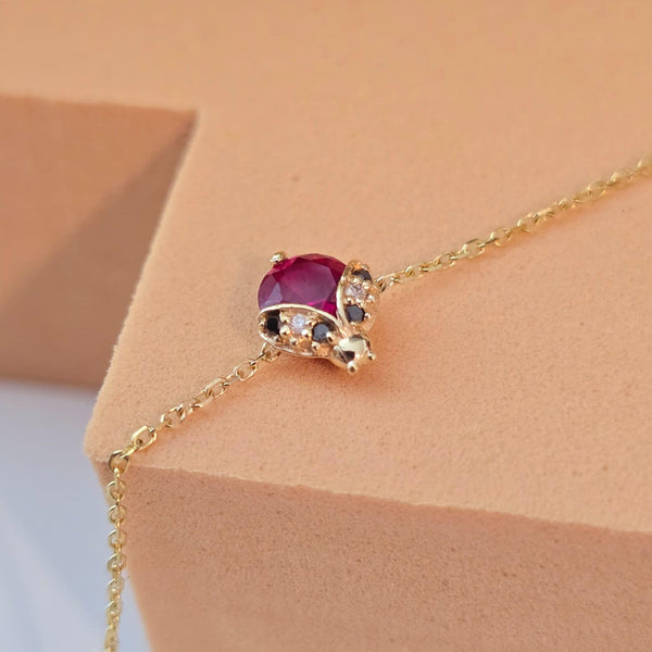 14k Gold Ladybug Bracelet: Ruby & Diamond Accent, Children's Jewelry