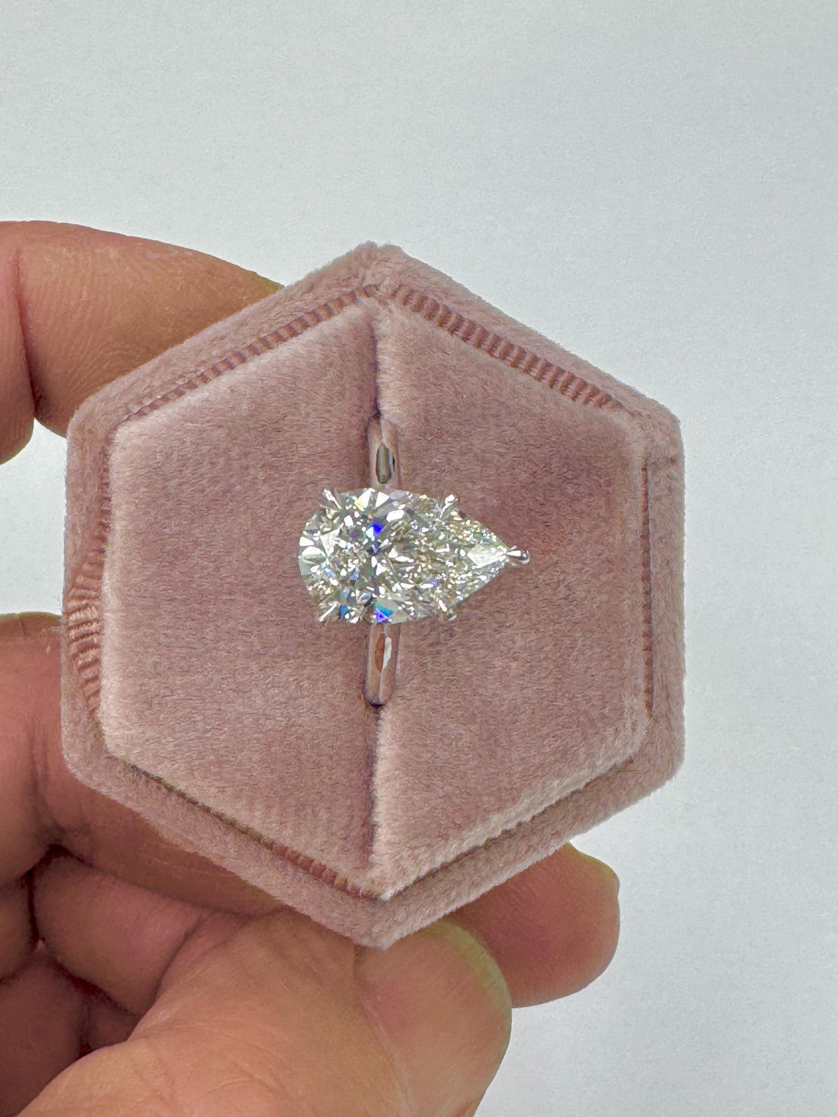 3 Carat D-VVS2 Pear Cut Lab Grown Diamond Engagement Ring: 14K Gold Solitaire