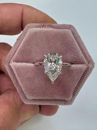 3 Carat D-VVS2 Pear Cut Lab Grown Diamond Engagement Ring: 14K Gold Solitaire