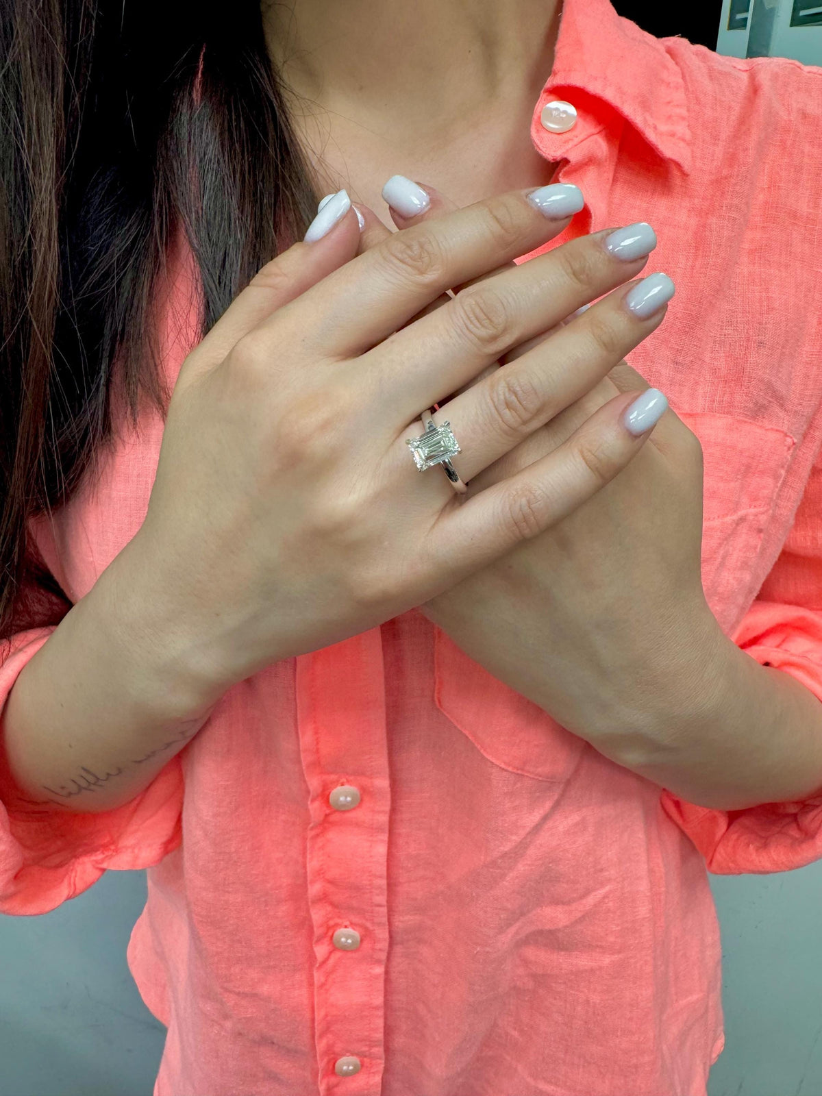 4 Carat D-VVS2 Emerald Cut  Lab Grown Diamond Ring: 14K Gold Ethical Engagement Ring