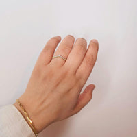 14k Gold Diamond Chevron Ring: Minimalist Stacking V Band