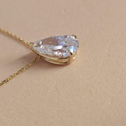 Pear Lab-Grown Diamond Solitaire Necklace in 14K Gold — view 4