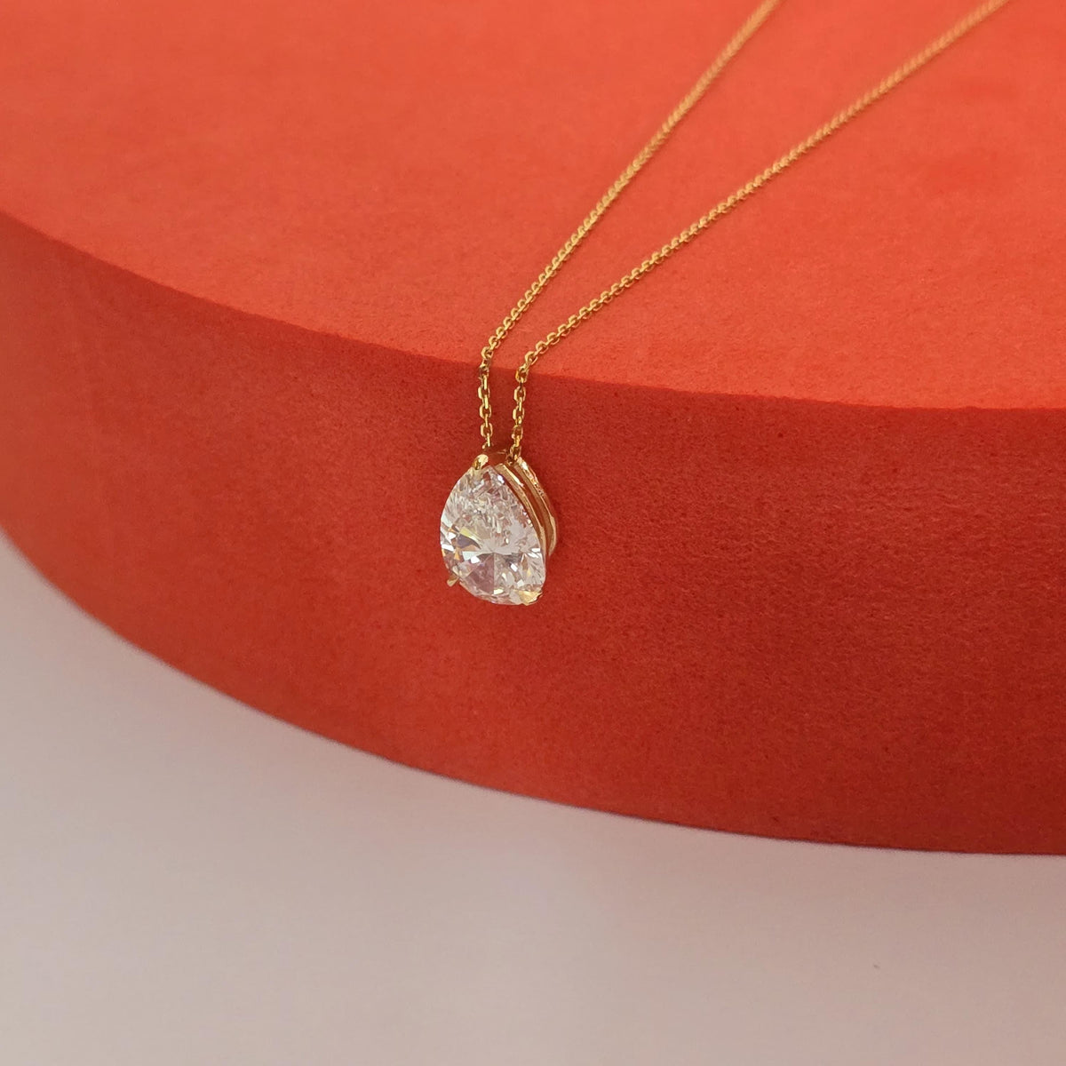 Pear Lab-Grown Diamond Solitaire Necklace in 14K Gold — view 8