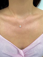 Pear Lab-Grown Diamond Solitaire Necklace in 14K Gold — view 5