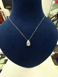 2 Ct Pear Cut Lab Grown Diamond Necklace: 14K Gold Solitaire Pendant, IGI Certified