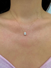 Pear Lab-Grown Diamond Solitaire Necklace in 14K Gold — view 3