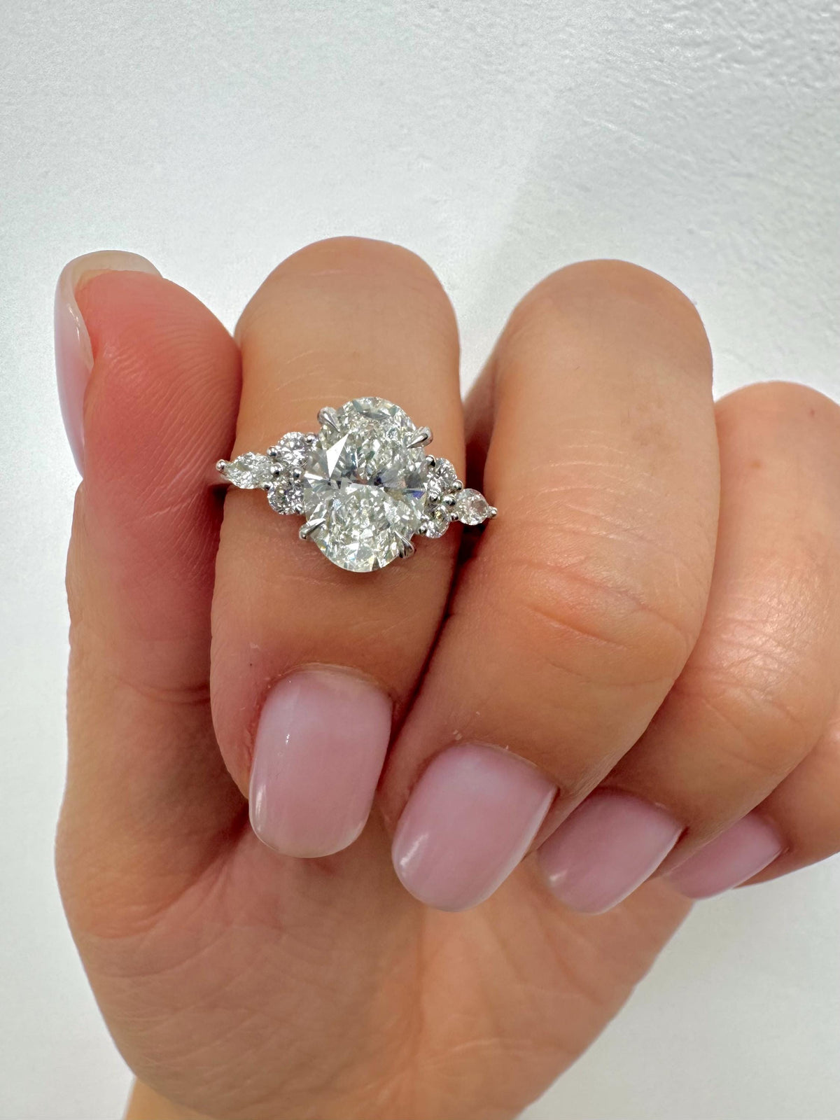 1.8 Carat Oval Lab-Grown Diamond Ring with Side Stones — view 3