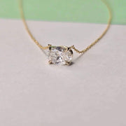 Oval Lab-Grown Diamond Solitaire Necklace in 14K Gold — view 7