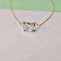 1 Ct Oval Cut Lab Grown Diamond Necklace: 14K Gold Solitaire Pendant, IGI Certified