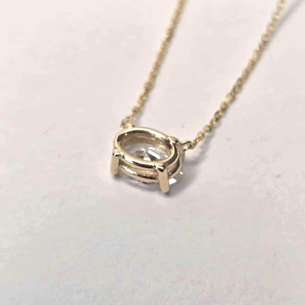 Oval Lab-Grown Diamond Solitaire Necklace in 14K Gold — view 10