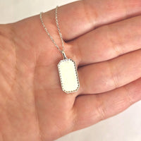 14K Gold Diamond Dog Tag Necklace – 0.28ct Diamond Pendant, Solid Gold Luxury Tag Necklace for Men & Women, Pave Diamond Rectangle Necklace