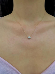 Oval Lab-Grown Diamond Solitaire Necklace in 14K Gold — view 6