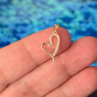 14K Solid Gold Diamond Heart Necklace – Dainty Heart Pendant, Real Gold Diamond Necklace for Women, Minimalist Jewelry, Gift for Her