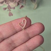 14K Solid Gold Diamond Heart Necklace – Dainty Heart Pendant, Real Gold Diamond Necklace for Women, Minimalist Jewelry, Gift for Her