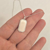 14K Gold Diamond Dog Tag Necklace – 0.28ct Diamond Pendant, Solid Gold Luxury Tag Necklace for Men & Women, Pave Diamond Rectangle Necklace