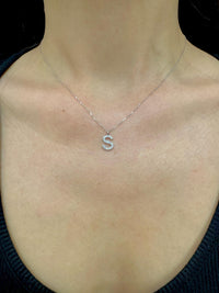 14K Gold Diamond Initial Necklace • Dainty Letter Charm