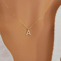 14K Gold Diamond Initial Necklace • Dainty Letter Charm