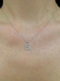 14K Gold Diamond Initial Necklace • Dainty Letter Charm