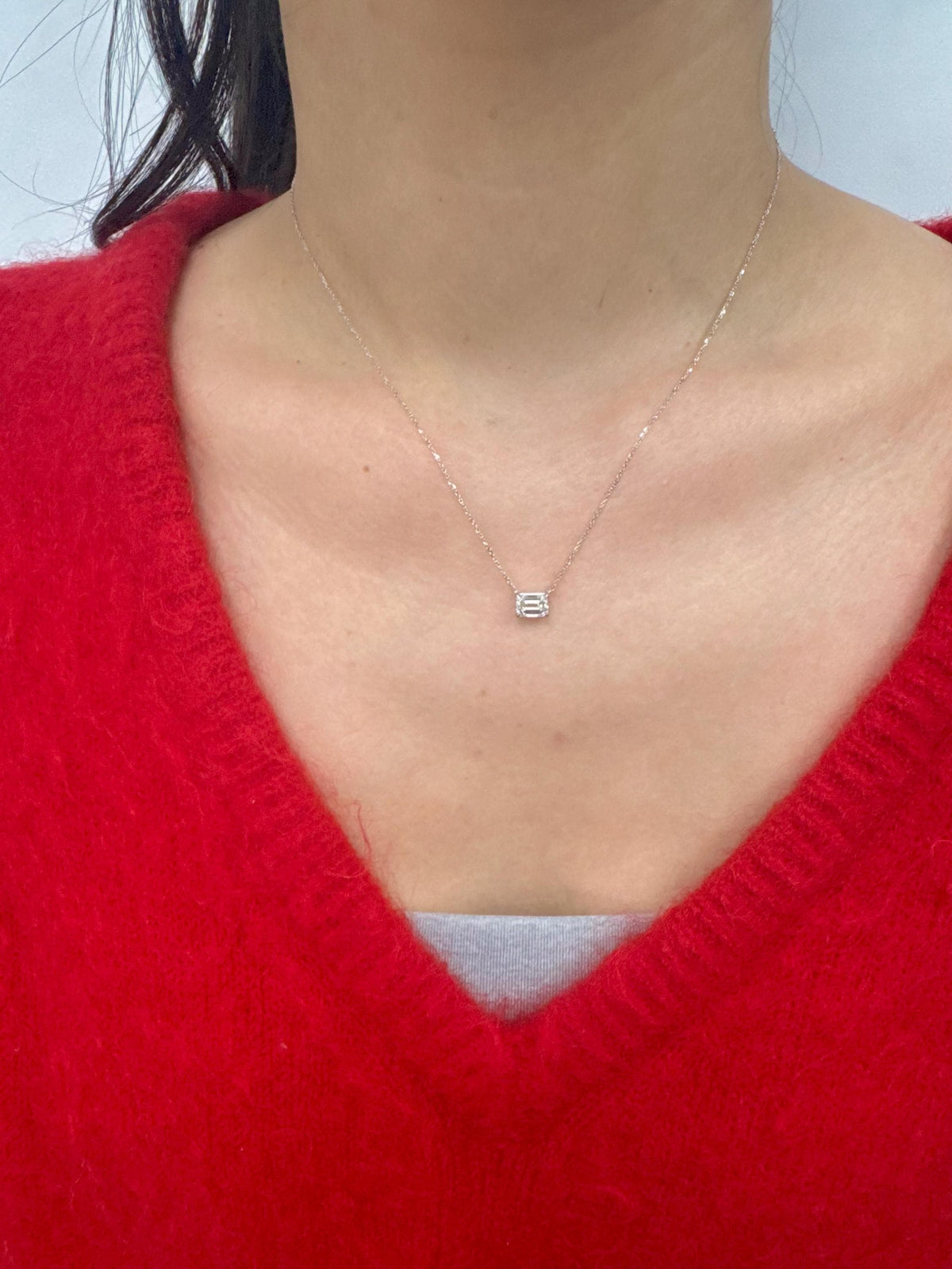 Emerald-Cut Lab-Grown Diamond Necklace in 14K Gold — view 4