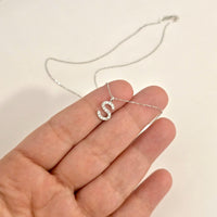 14K Gold Diamond Initial Necklace • Dainty Letter Charm
