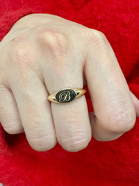 14k Solid Gold Oval Signet Ring • Personalized Engravable Jewelry • Engraved Pinky Ring