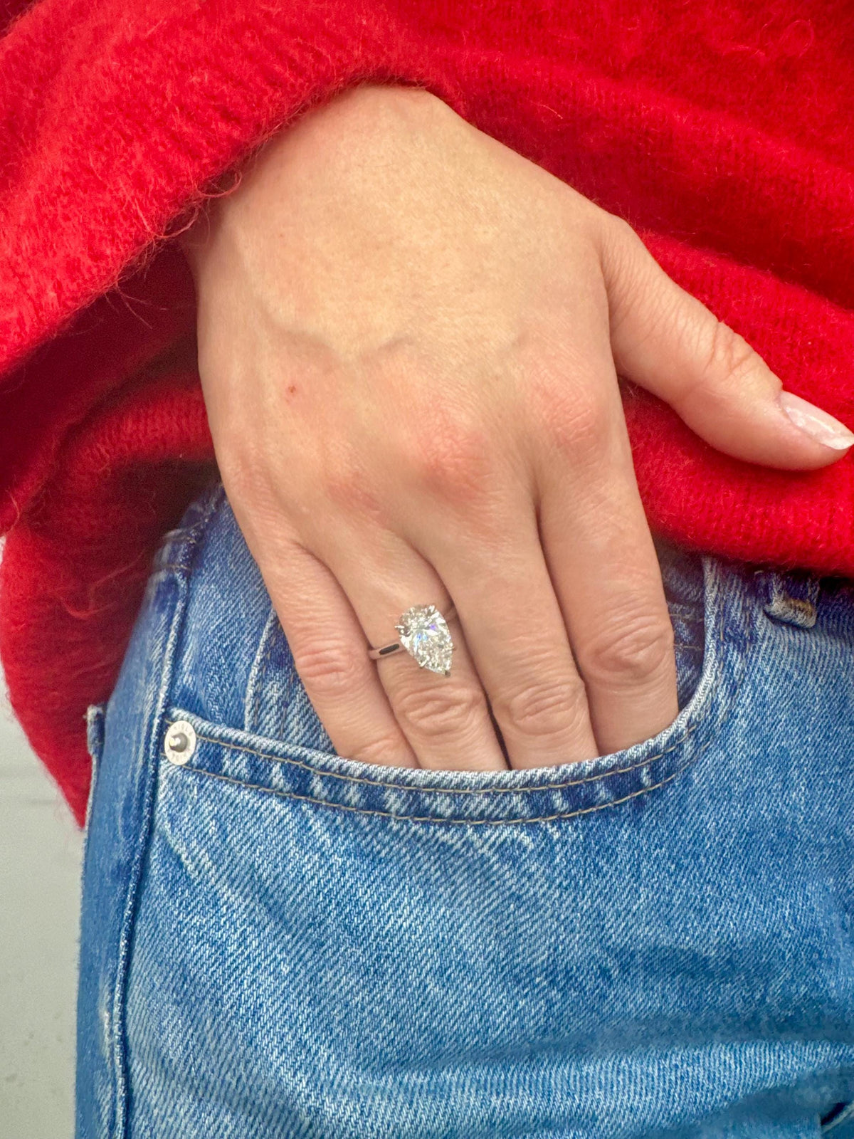 3 Carat D-VVS2 Pear Cut Lab Grown Diamond Engagement Ring: 14K Gold Solitaire