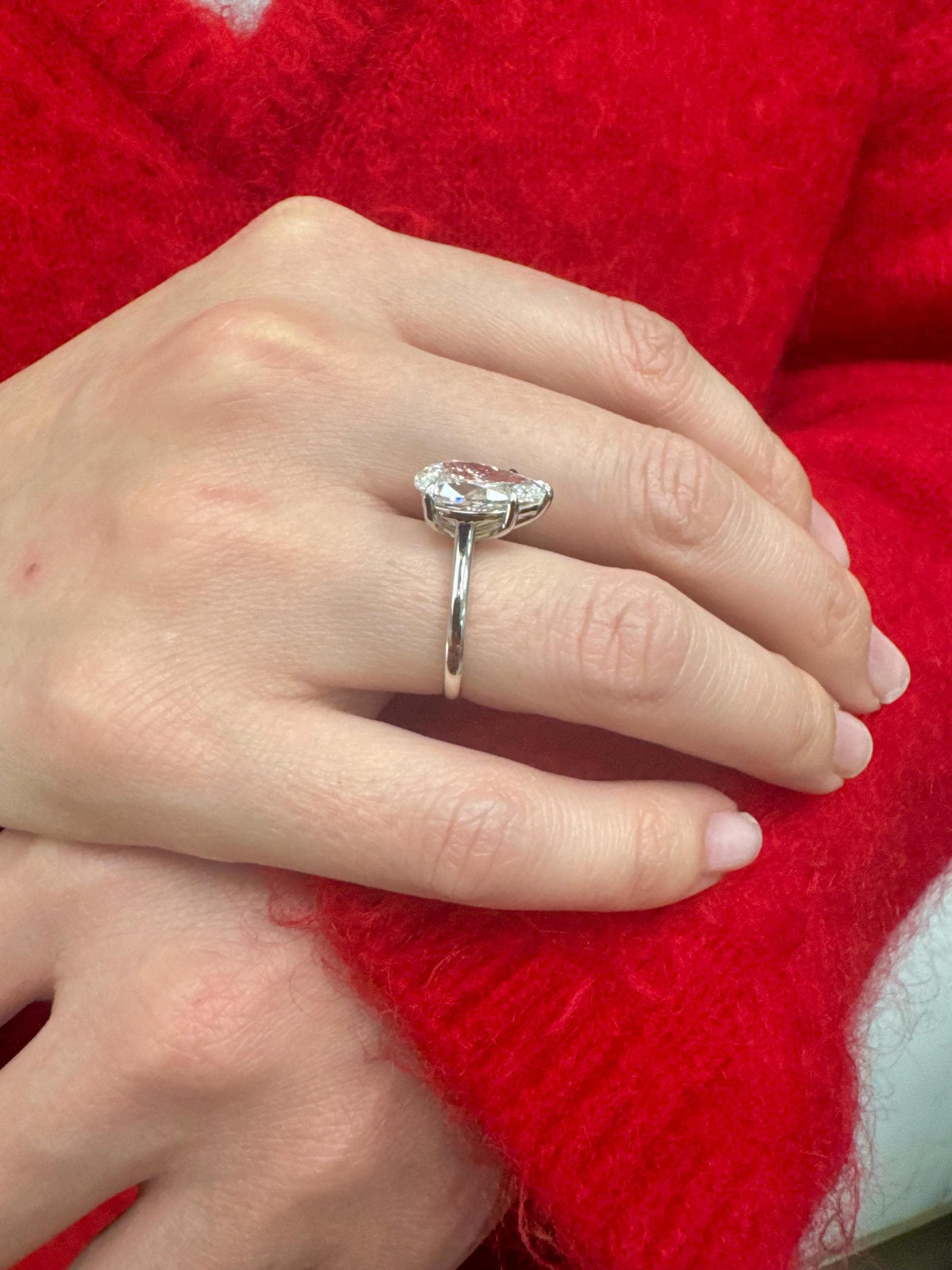 3 Carat Pear Lab-Grown Diamond Solitaire Ring — view 4