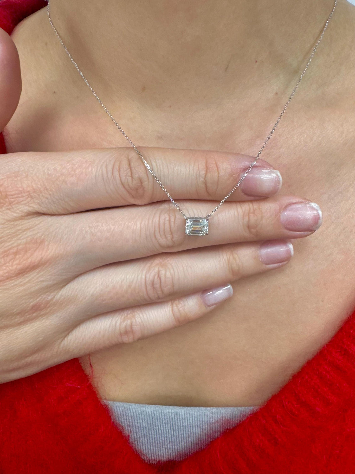 Emerald-Cut Lab-Grown Diamond Necklace in 14K Gold — view 1